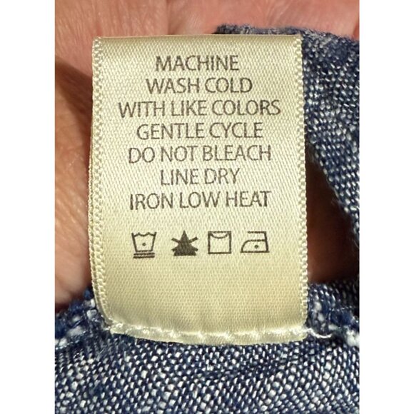 Max Studio Womens Chambray Dress Large Linen Blend V-Neck Coastal Cottagecore - Picture 12 of 12